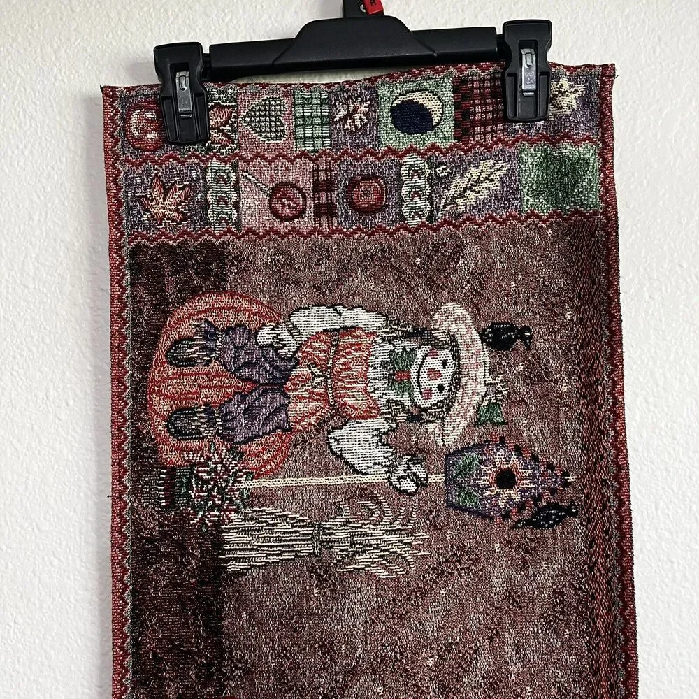 Vintage Tapestry Table Runner Autumn‎ Fall Pumpkins Scarecrow Leaves Cute 12x66